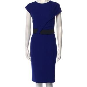 Roland Mouret Front Drape Sheath Dress Blue / Black Size 6